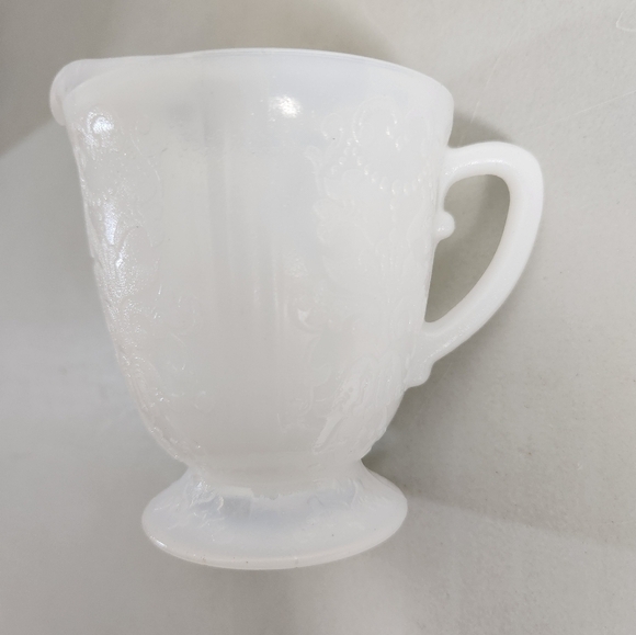 Vintage Macbeth Evans Monax Depression White Milk Glass Cream And Sugar Set - Picture 5 of 13